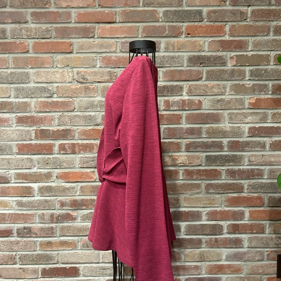 Donna Karan New York, Wine Colored Draped Blouse, Long Sleeves, Size Medium - Picture 4 of 6